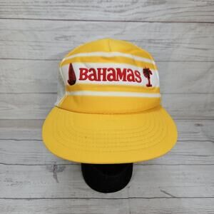Vintage Bahamas Trucker Hat Mesh Back Snapback OSFM Yellow White